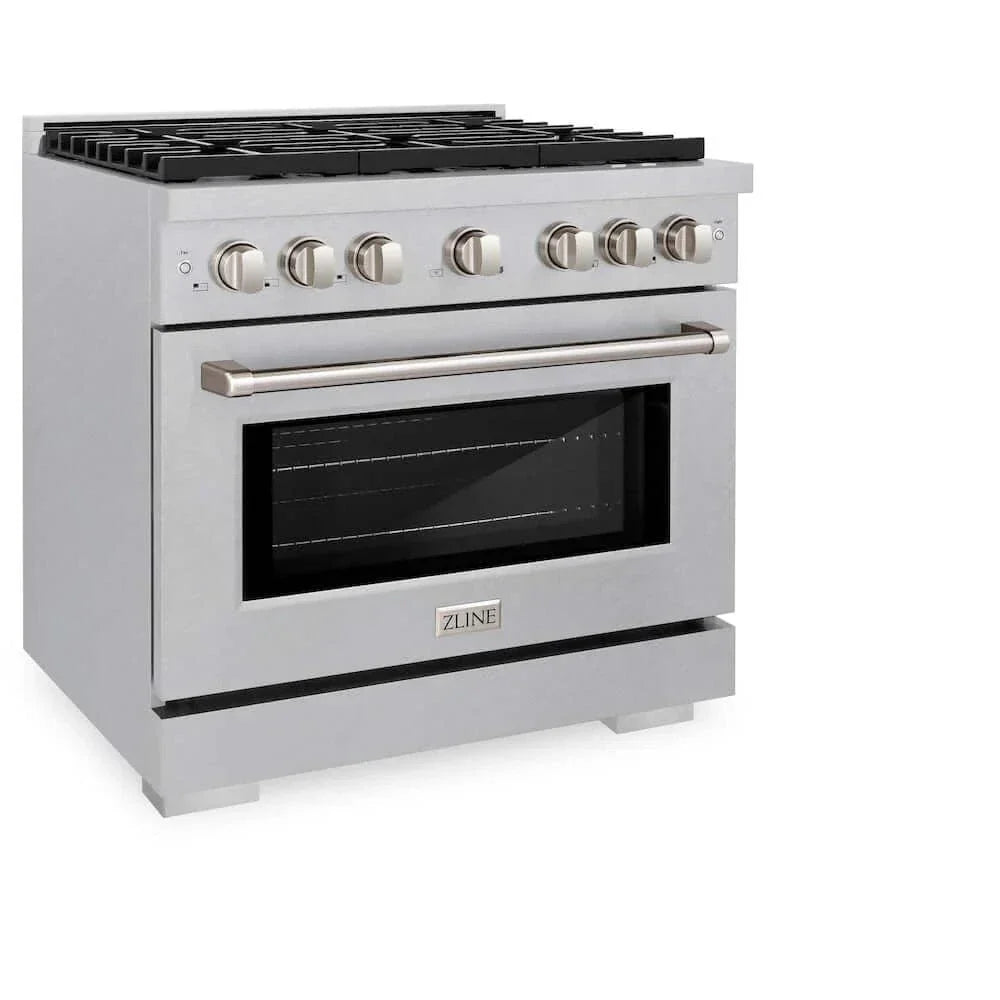 ZLINE 36"Gas Range, Convection Gas Oven , DuraSnow® Stainless Steel, SGRS-36 by Farmhouse Kitchen and Bath