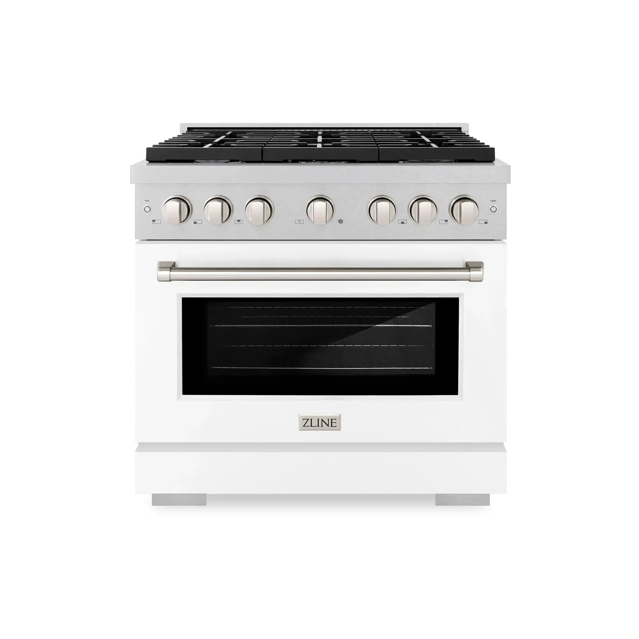 ZLINE 36"Paramount Dual Fuel Range DuraSnow® White Matte SDRS-WM-36 by Farmhouse Kitchen and Bath
