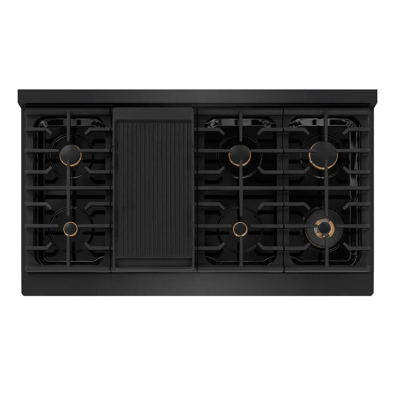 ZLINE 48" Paramount Gas Rangetop Black Stainless Steel Polished Gold SRTBZ-48-G by Farmhouse Kitchen and Bath