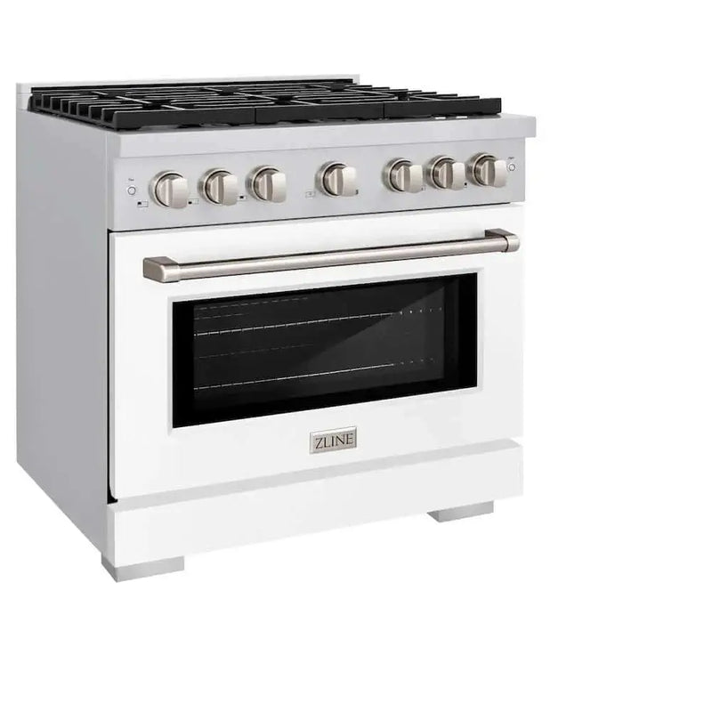 ZLINE 36 In. Gas Range, Stainless Steel, White Matte, SGR-WM-36 by Farmhouse Kitchen and Bath