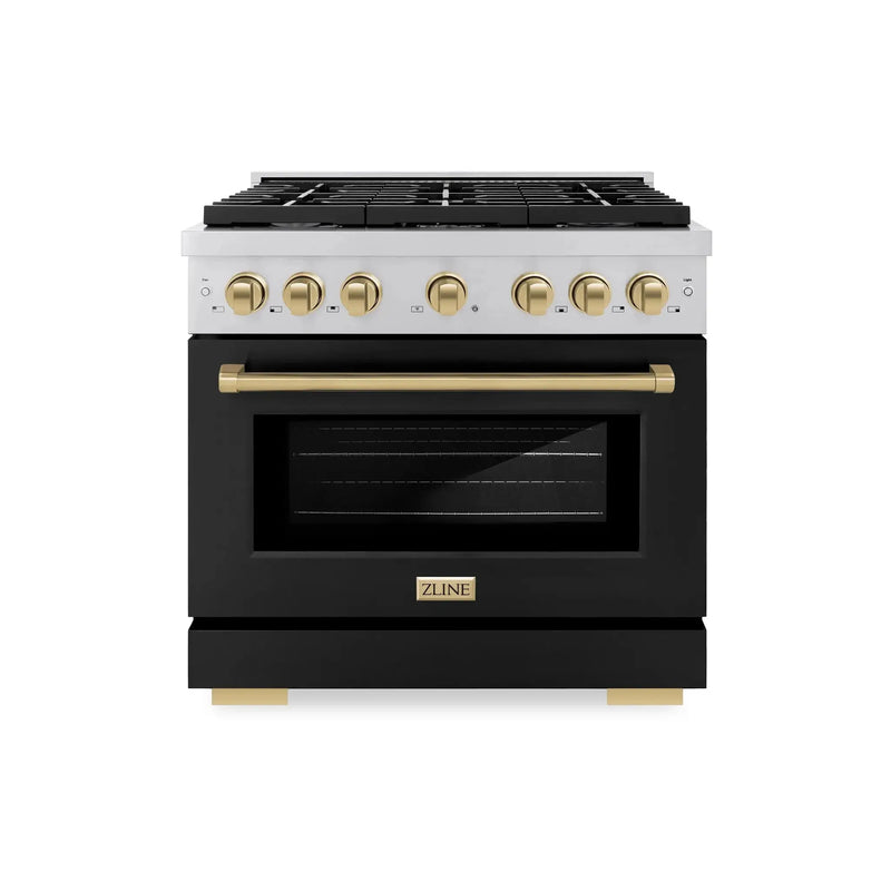ZLINE 36"Paramount Dual Fuel Range Stainless Steel Black Matte Champagne Bronze SDRZ-BLM-36-CB by Farmhouse Kitchen and Bath