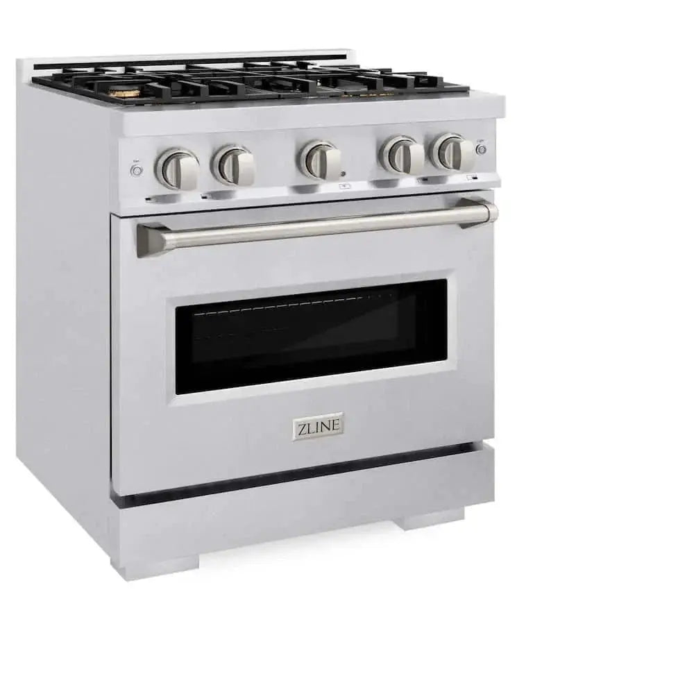 ZLINE 30" Classic Gas Range, Convection Gas Oven DuraSnow® Stainless Steel, Brass Burners CGRS-BR-30 by Farmhouse Kitchen and Bath