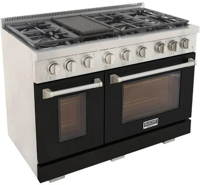 Kucht 48" Freestanding Professional Gas Range KFX4800X-BK by Farmhouse Kitchen and Bath