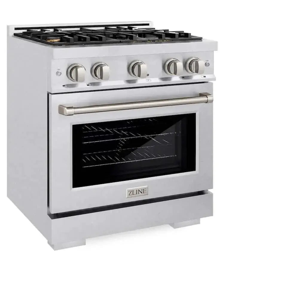ZLINE 30" Select Dual Fuel Range Gas Cooktop Electric Convection Oven DuraSnow® Stainless Steel Brass Burners HDRS-BR-30 by Farmhouse Kitchen and Bath