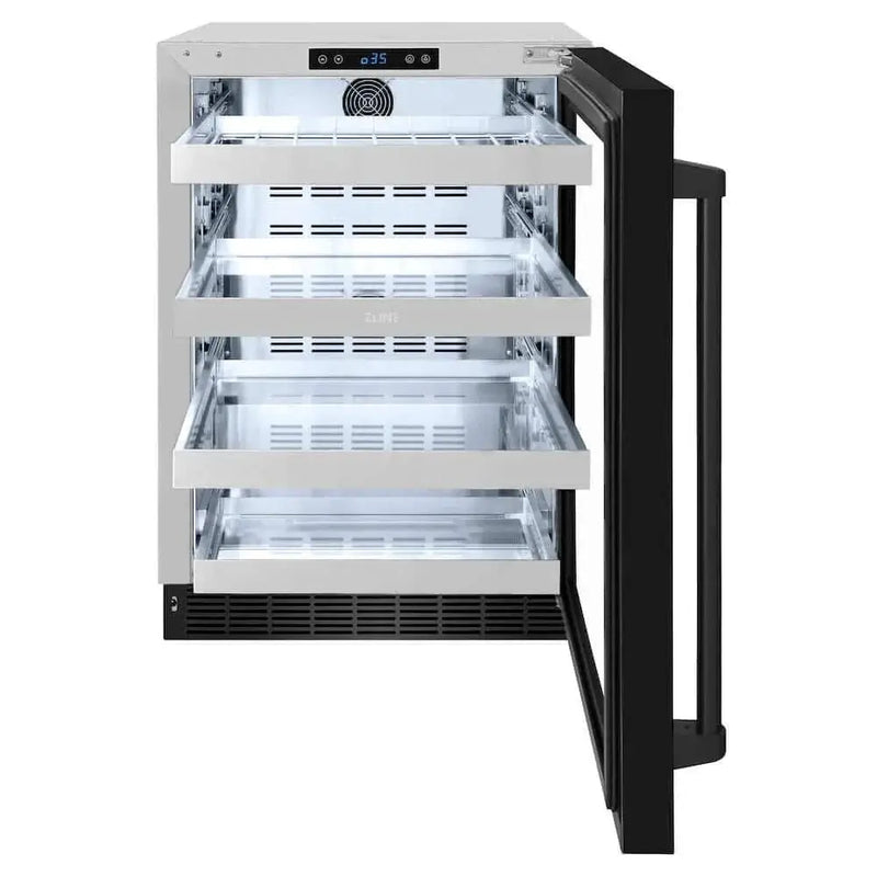 ZLINE 24" Touchstone 151 Can Beverage Fridge Black Stainless Steel Glass Door RBSO-BS-24 by Farmhouse Kitchen and Bath