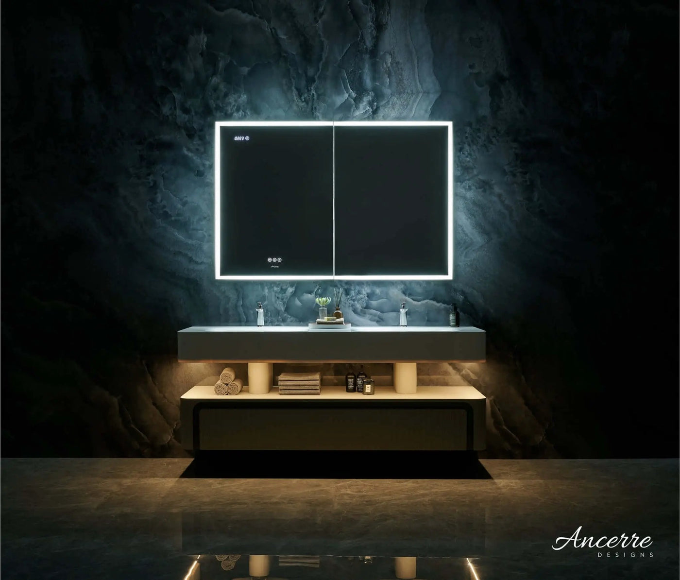 Pagani LED Mirror Cabinet with Defogger, Dimmer, Magnifier & USB outlet by Ancerre Designs