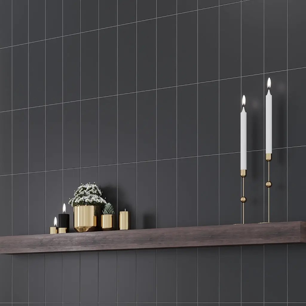 Black 4x12 Polished Ceramic Subway Tile (34 pack, 10.4 sq ft/case) by Apollo Tile