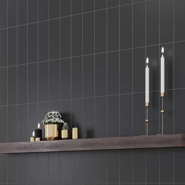 Black 4x12 Polished Ceramic Subway Tile (34 pack, 10.4 sq ft/case)