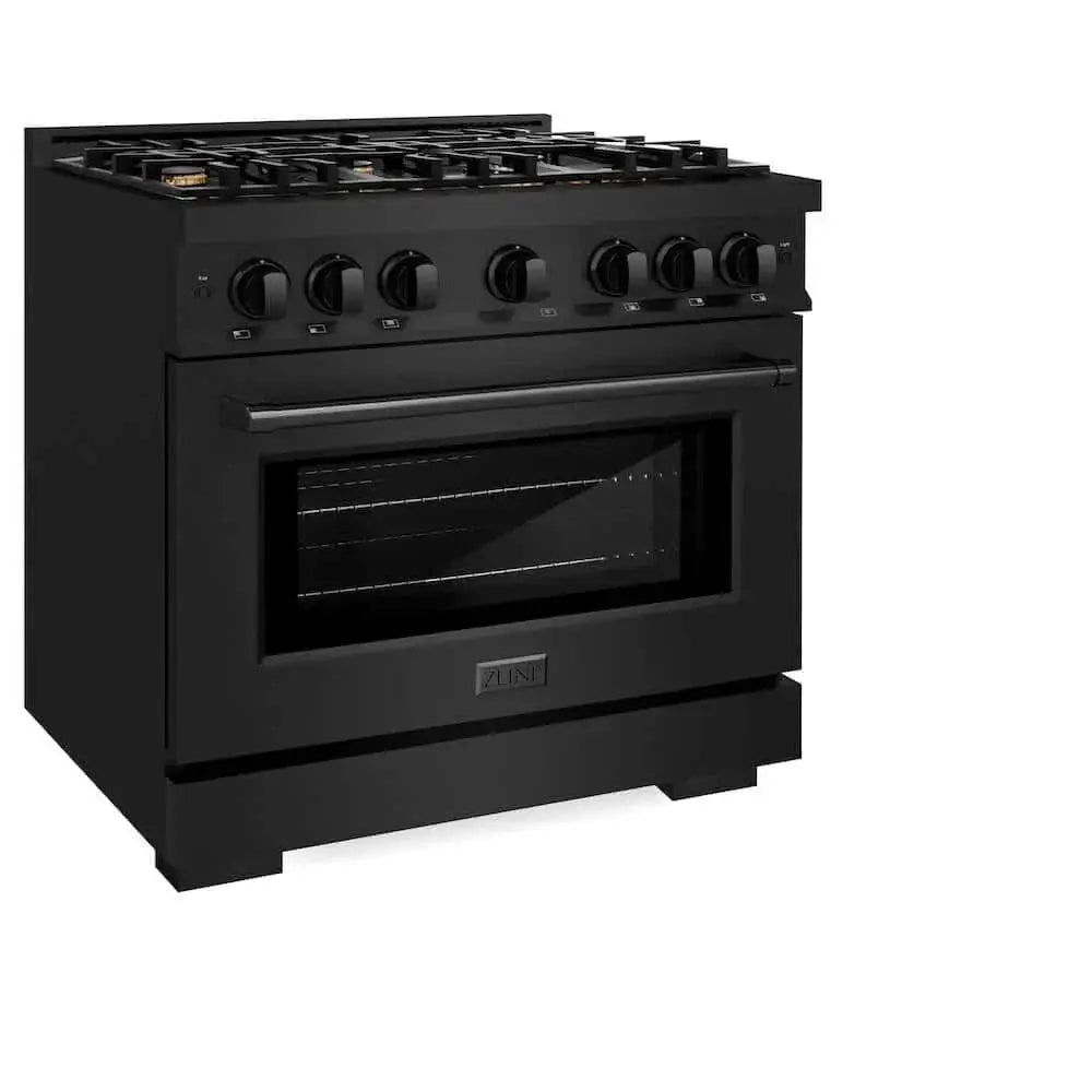 ZLINE 36" Select Gas Range Convection Gas Oven Black Stainless Steel Brass Burners HGRB-BR-36 by Farmhouse Kitchen and Bath