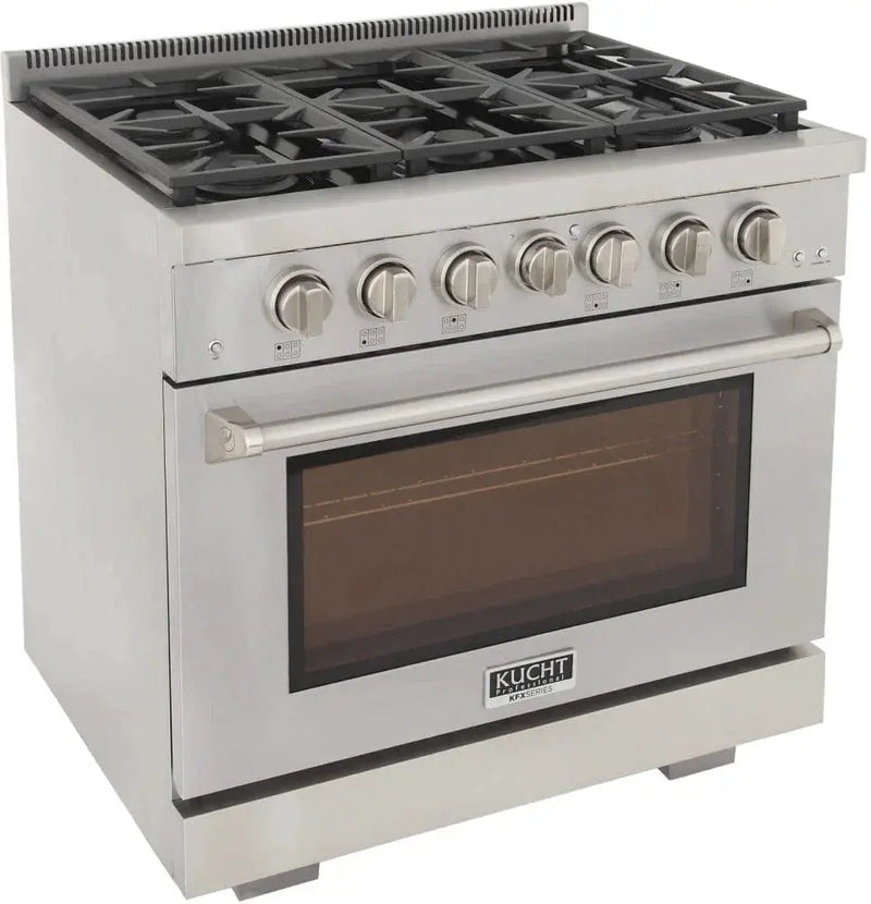 Kucht 36" Freestanding Professional Gas Range Liquid Propane KFX3600X/LP-S by Farmhouse Kitchen and Bath