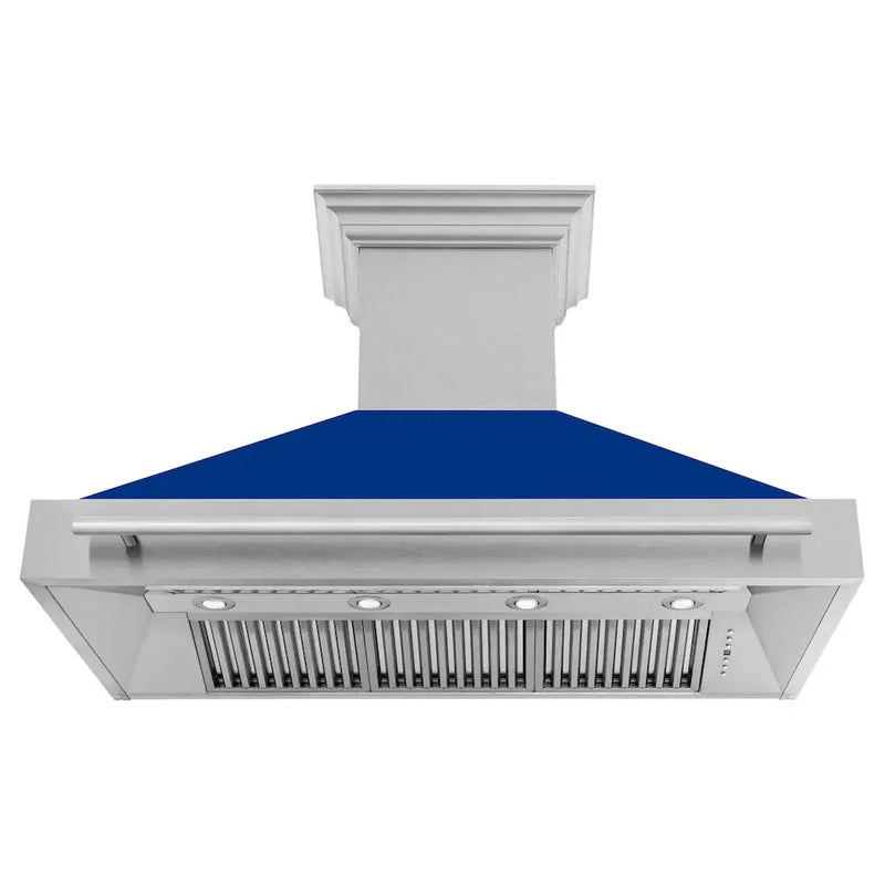 ZLINE 48" Autograph DuraSnow Stainless Blue Wall Range Hood 8654SNX-BG-48 by Farmhouse Kitchen and Bath