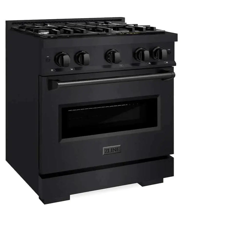 ZLINE 30" Dual Fuel Range, Gas Cooktop, Electric Convection Oven Black Stainless Steel, CDRB-30 by Farmhouse Kitchen and Bath