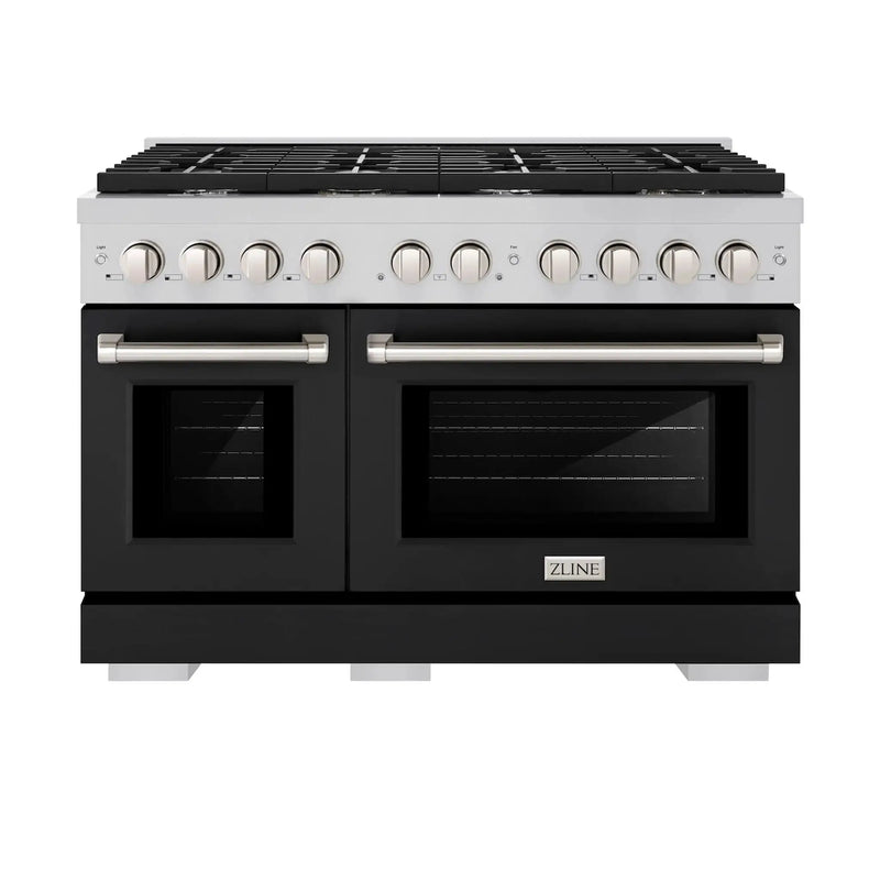 ZLINE 48" Gas Range, Convection Gas Oven, Stainless Steel,Matte Black SGR-BLM-48 by Farmhouse Kitchen and Bath