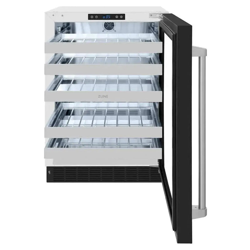 ZLINE 24" Touchstone Dual Zone 44 Bottle Wine Cooler Black Matte Glass Door RWDO-BLM-24 by Farmhouse Kitchen and Bath