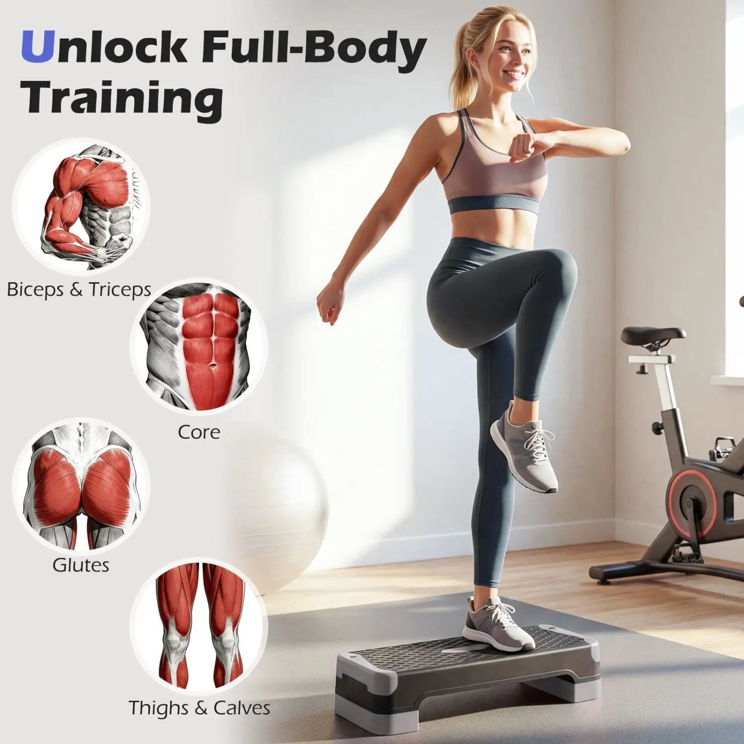 3-in-1 Aerobic Step Platform with Risers and Balance Trainers by DirectDeals