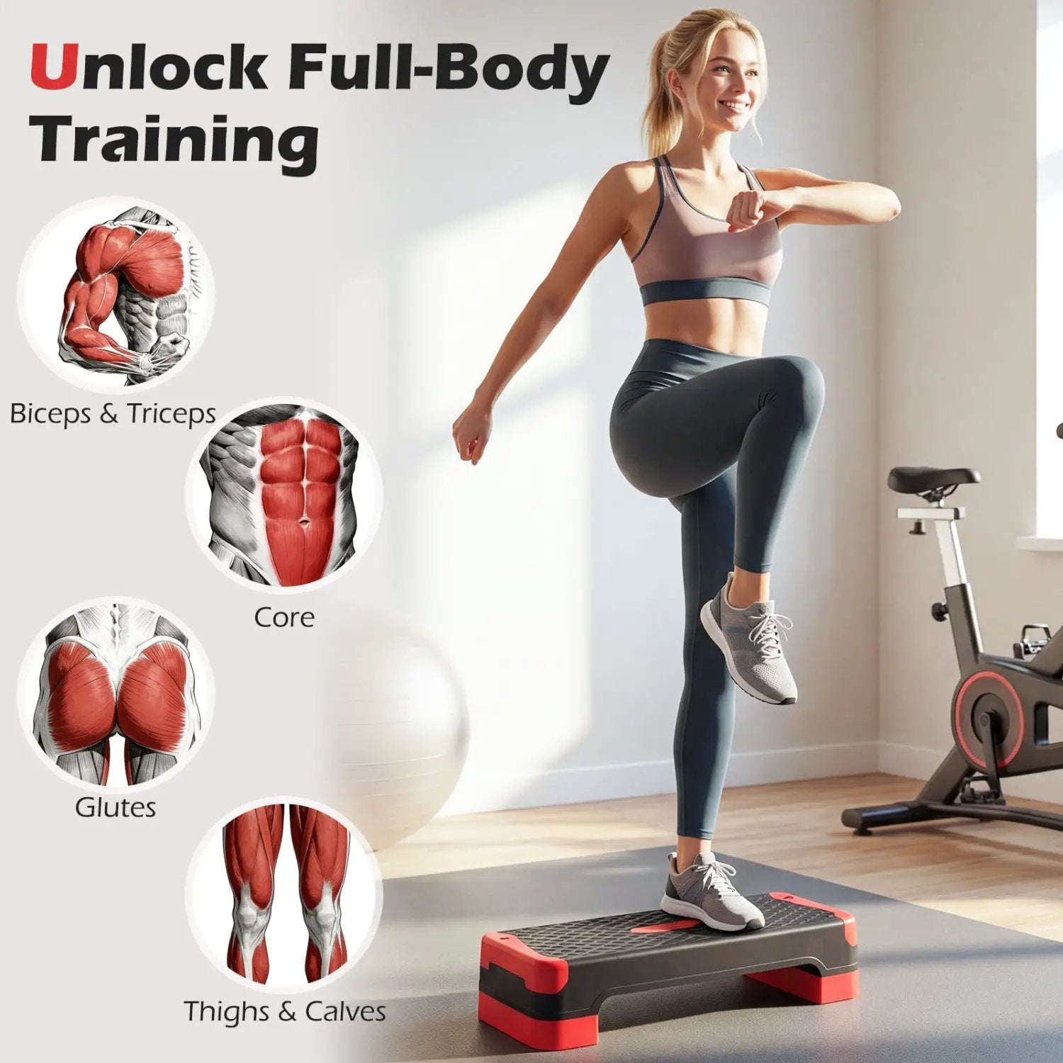 3-in-1 Aerobic Step Platform with Risers and Balance Trainers by DirectDeals