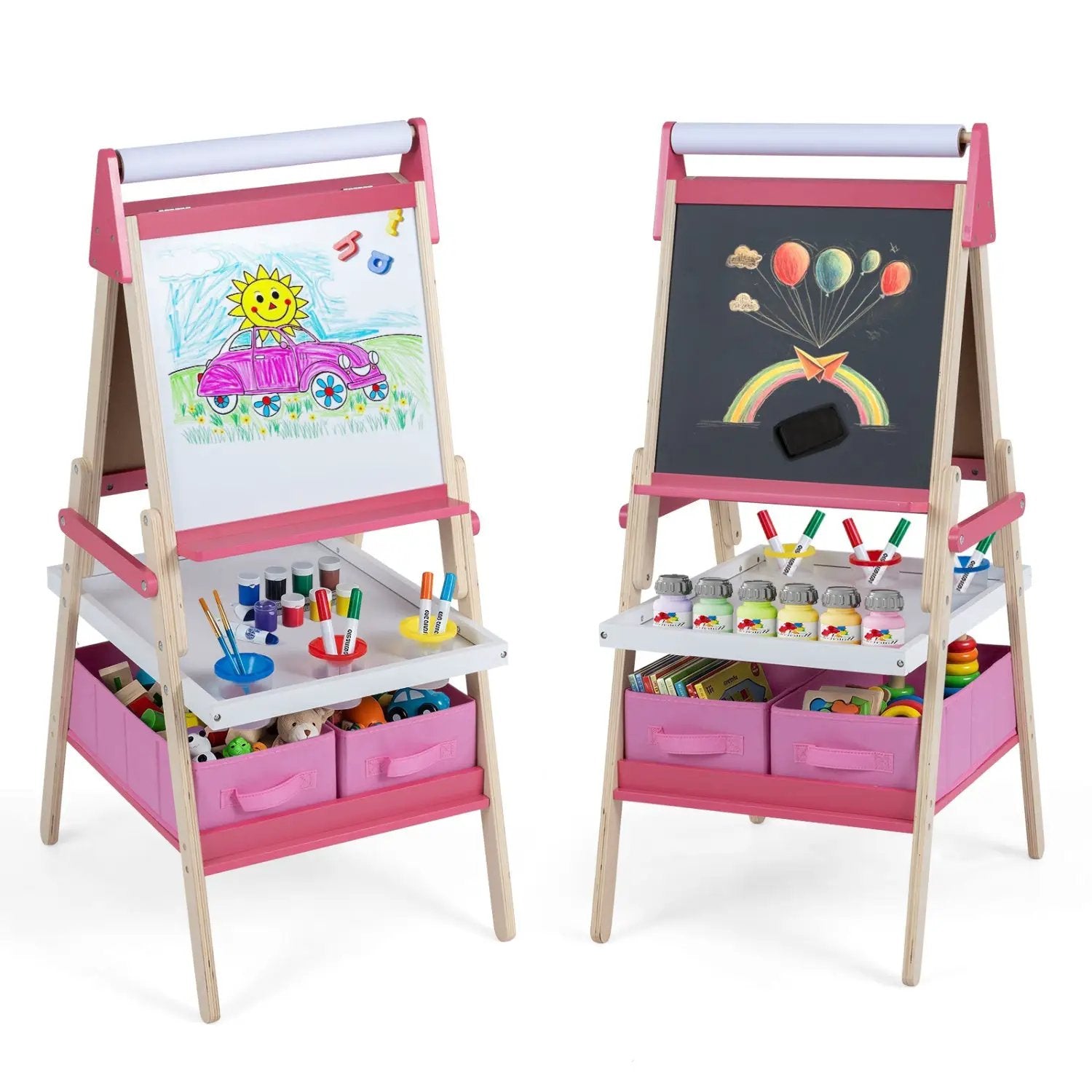 3-in-1 Kids Art Easel with Magnetic Whiteboard & Chalkboard by DirectDeals