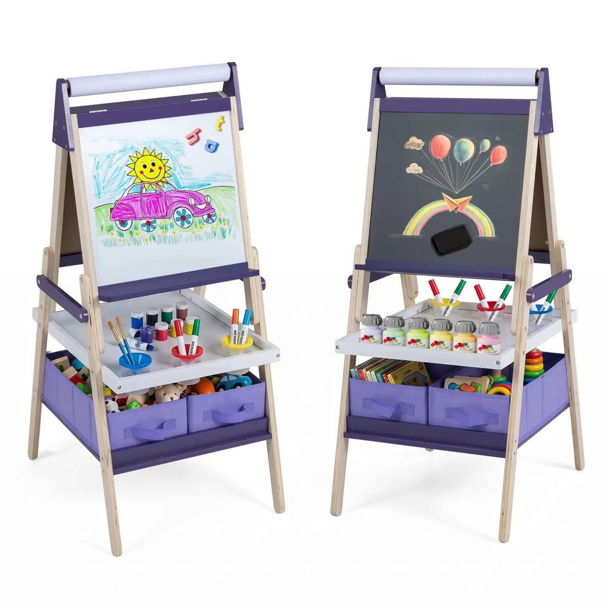 3-in-1 Kids Art Easel with Magnetic Whiteboard & Chalkboard by DirectDeals