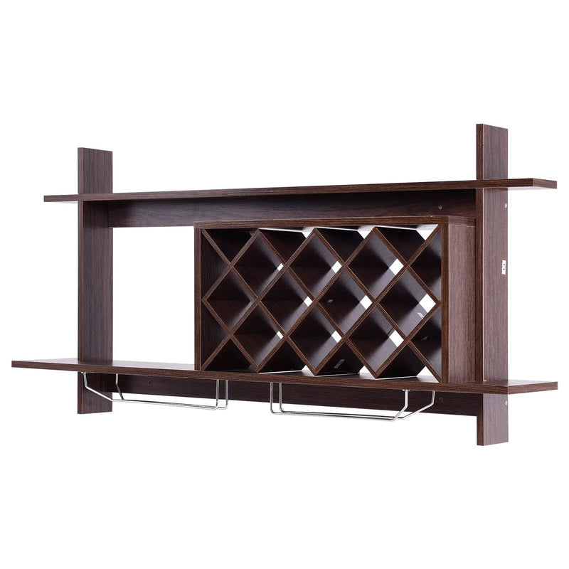 3-in-1 Dining Set: Windsor Chairs Industrial Sideboard & Wall-Mount Wine Rack Combo by DirectDeals