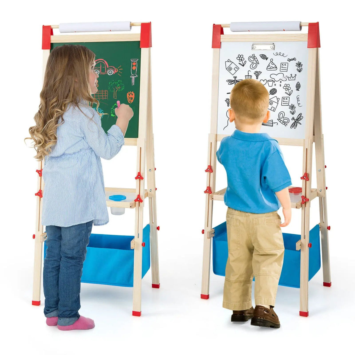 3-in-1 Double-Sided Adjustable Kid Easel for 3-8 Years Old Toddlers by DirectDeals