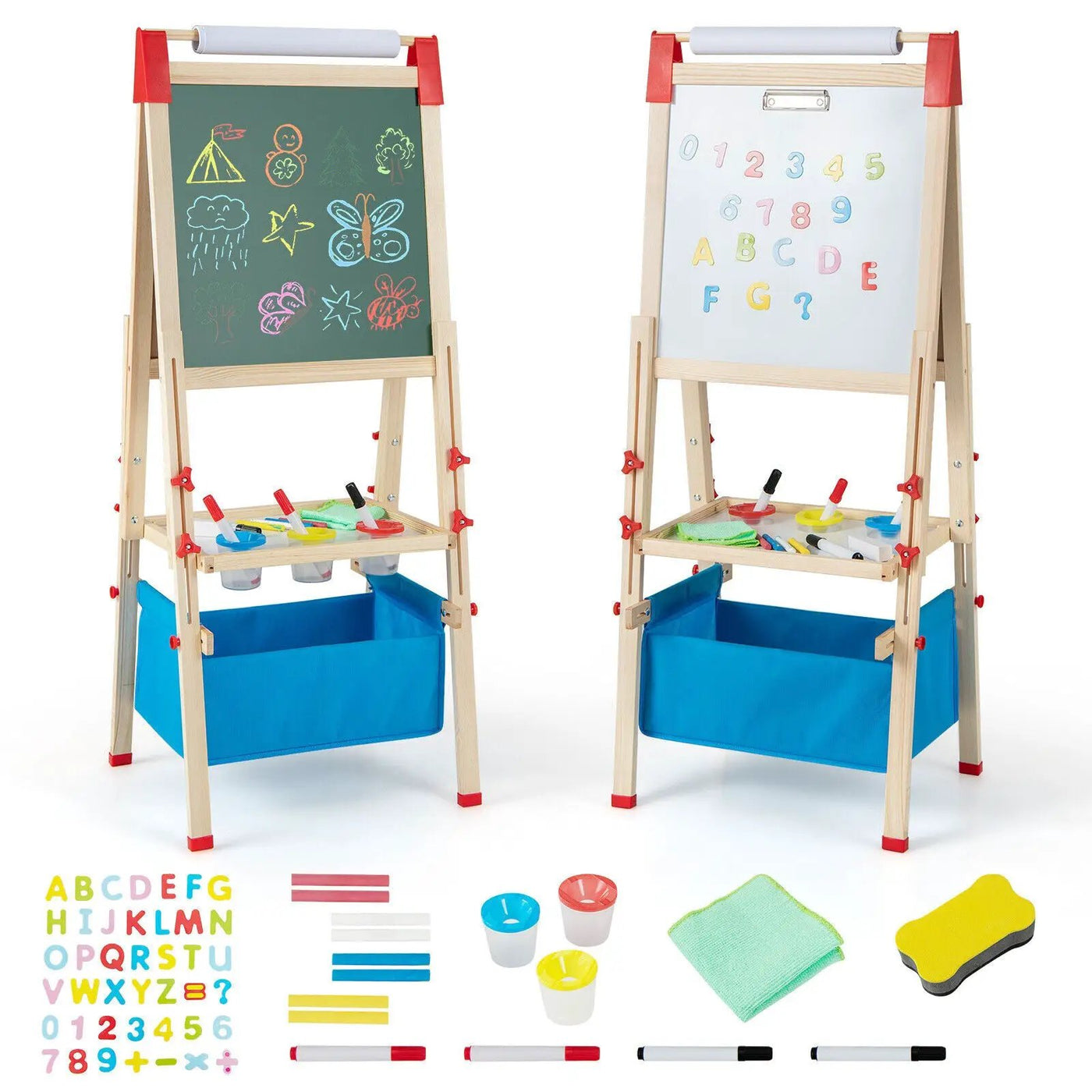 3-in-1 Double-Sided Adjustable Kid Easel for 3-8 Years Old Toddlers by DirectDeals
