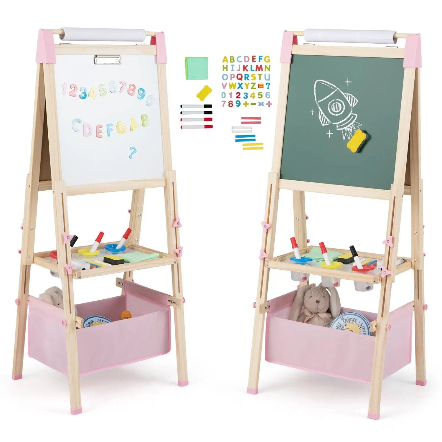 3-in-1 Double-Sided Adjustable Kid Easel for 3-8 Years Old Toddlers by DirectDeals
