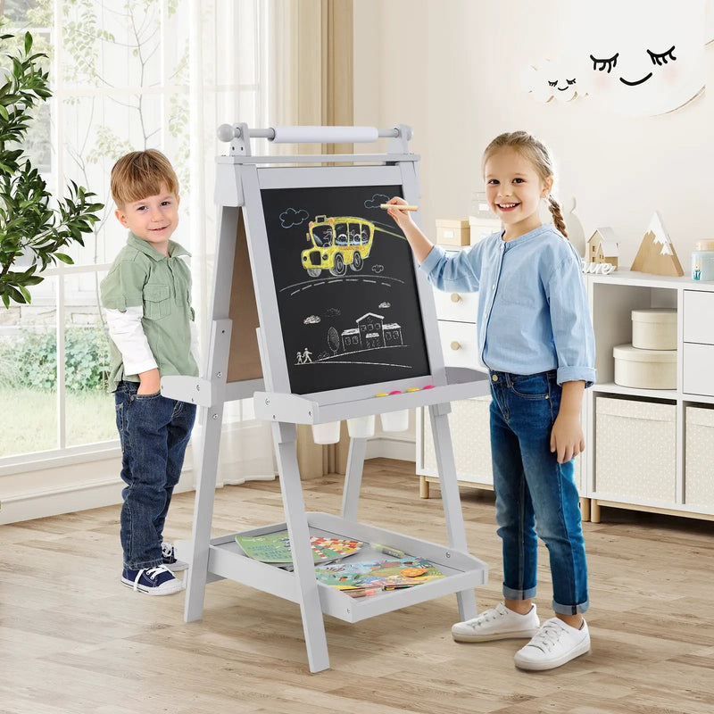 3-in-1 Double-sided Art Easel with Chalkboard and Magnetic Whiteboard by DirectDeals
