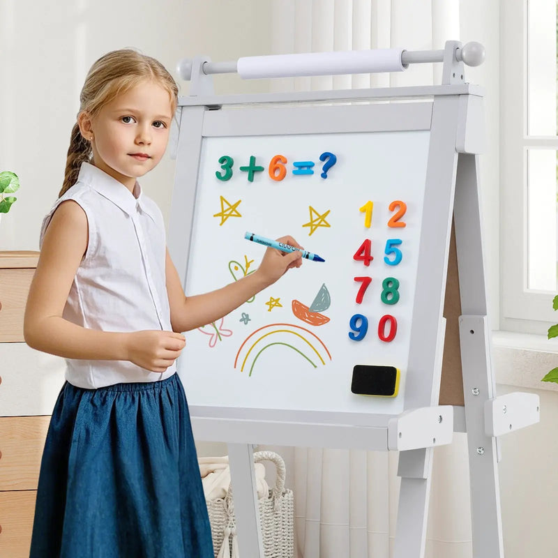 3-in-1 Double-sided Art Easel with Chalkboard and Magnetic Whiteboard by DirectDeals