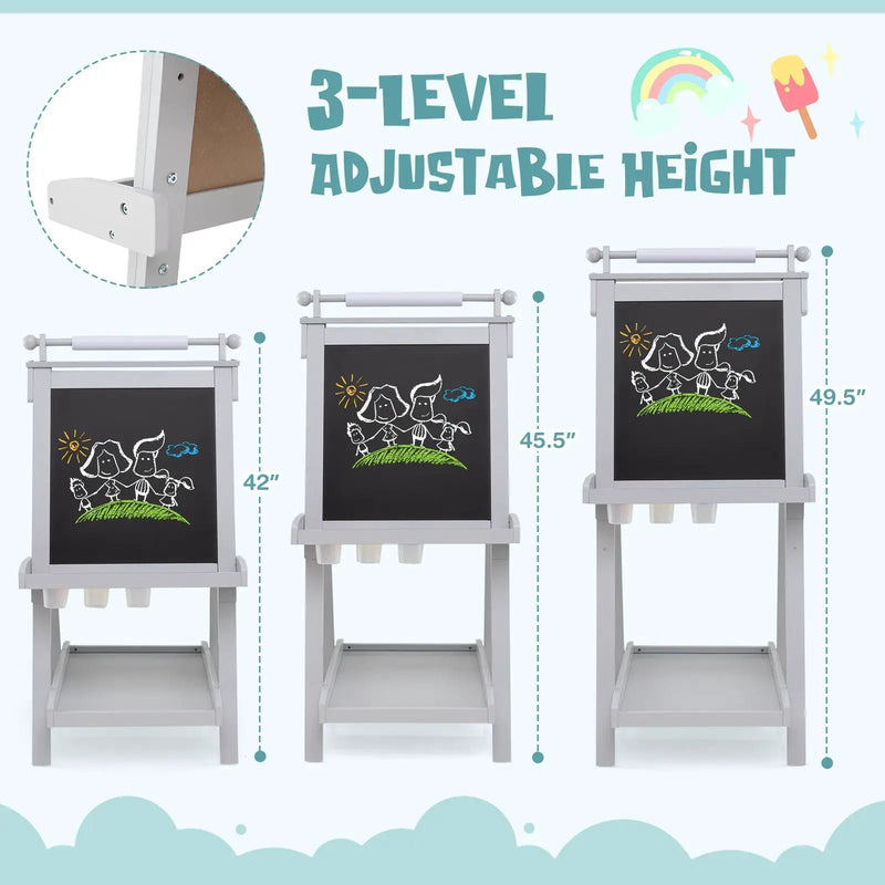 3-in-1 Double-sided Art Easel with Chalkboard and Magnetic Whiteboard by DirectDeals