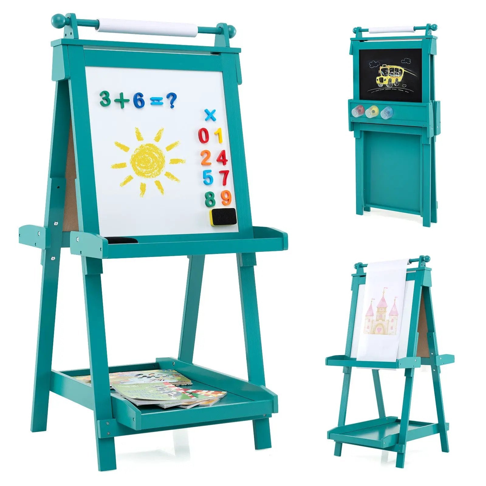 3-in-1 Double-sided Art Easel with Chalkboard and Magnetic Whiteboard by DirectDeals