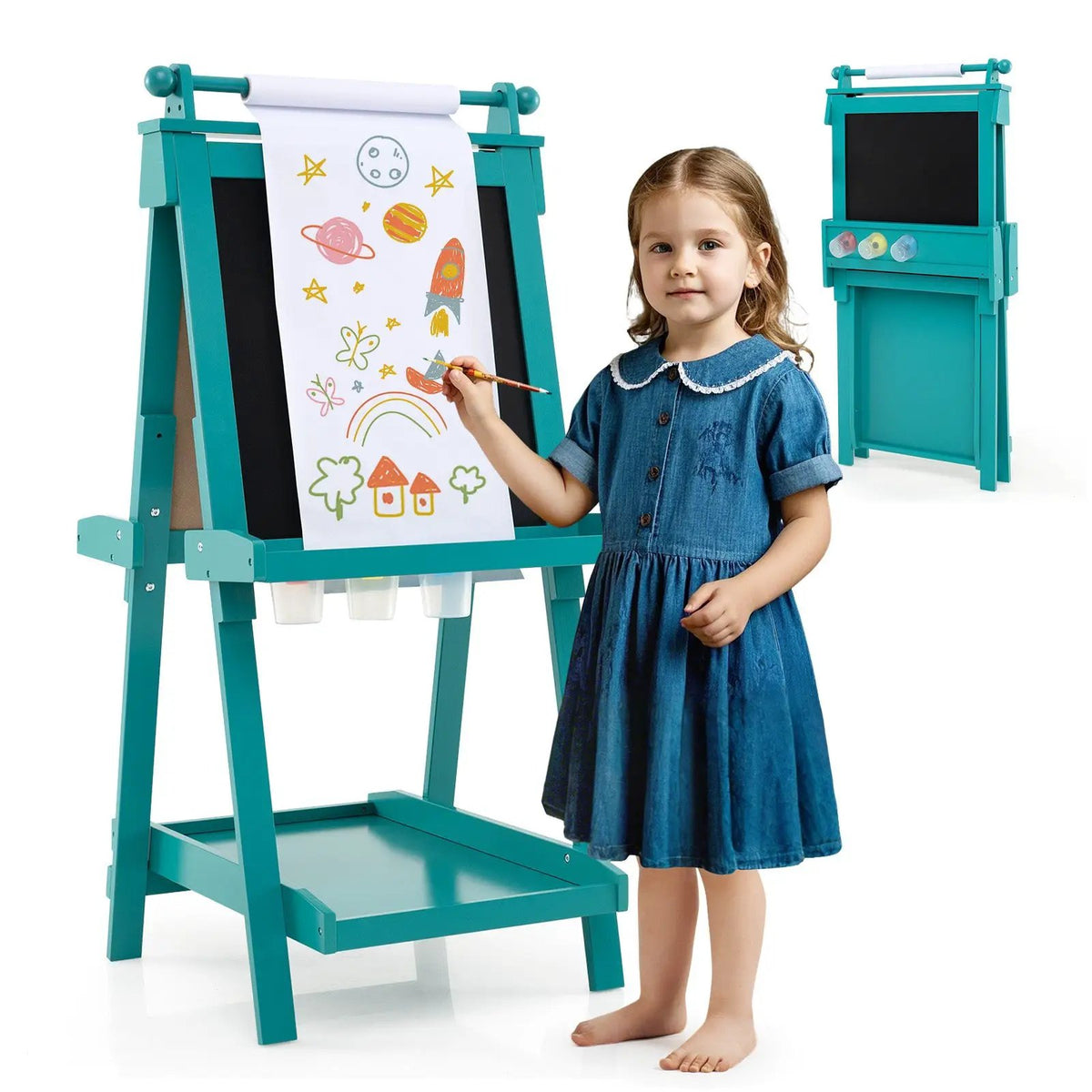 3-in-1 Double-sided Art Easel with Chalkboard and Magnetic Whiteboard by DirectDeals