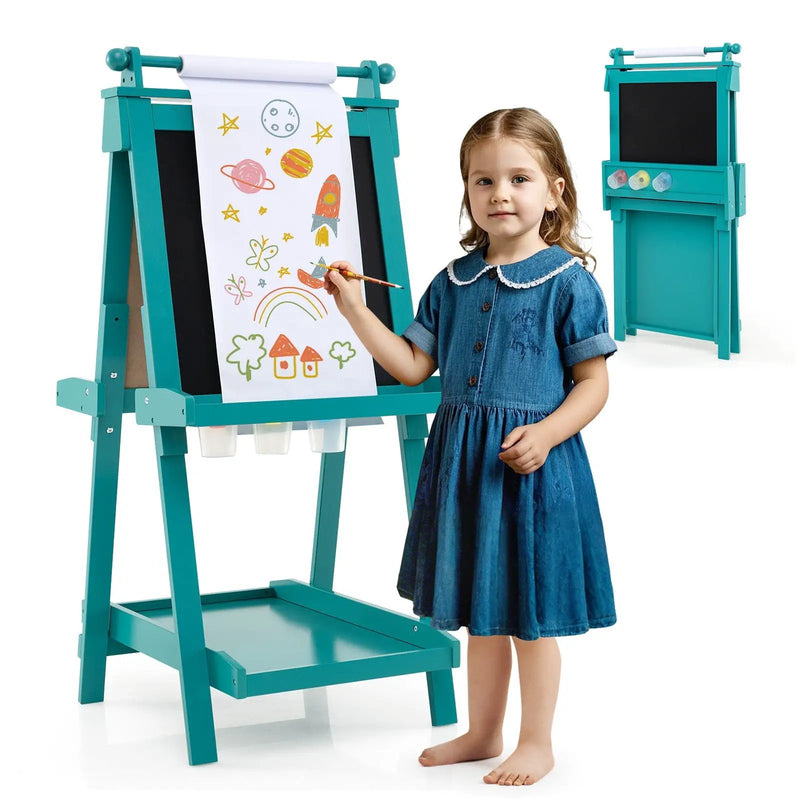 3-in-1 Double-sided Art Easel with Chalkboard and Magnetic Whiteboard by DirectDeals
