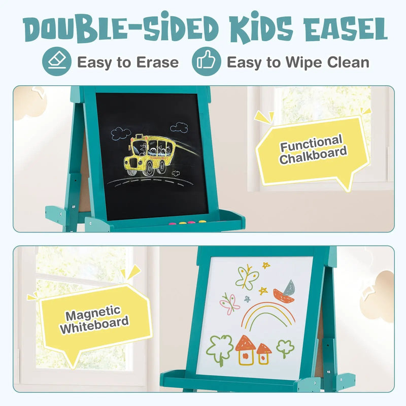 3-in-1 Double-sided Art Easel with Chalkboard and Magnetic Whiteboard by DirectDeals