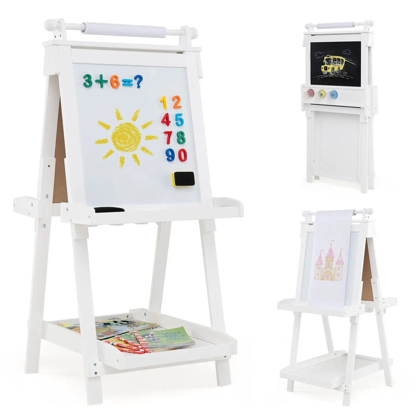 3-in-1 Double-sided Art Easel with Chalkboard and Magnetic Whiteboard by DirectDeals