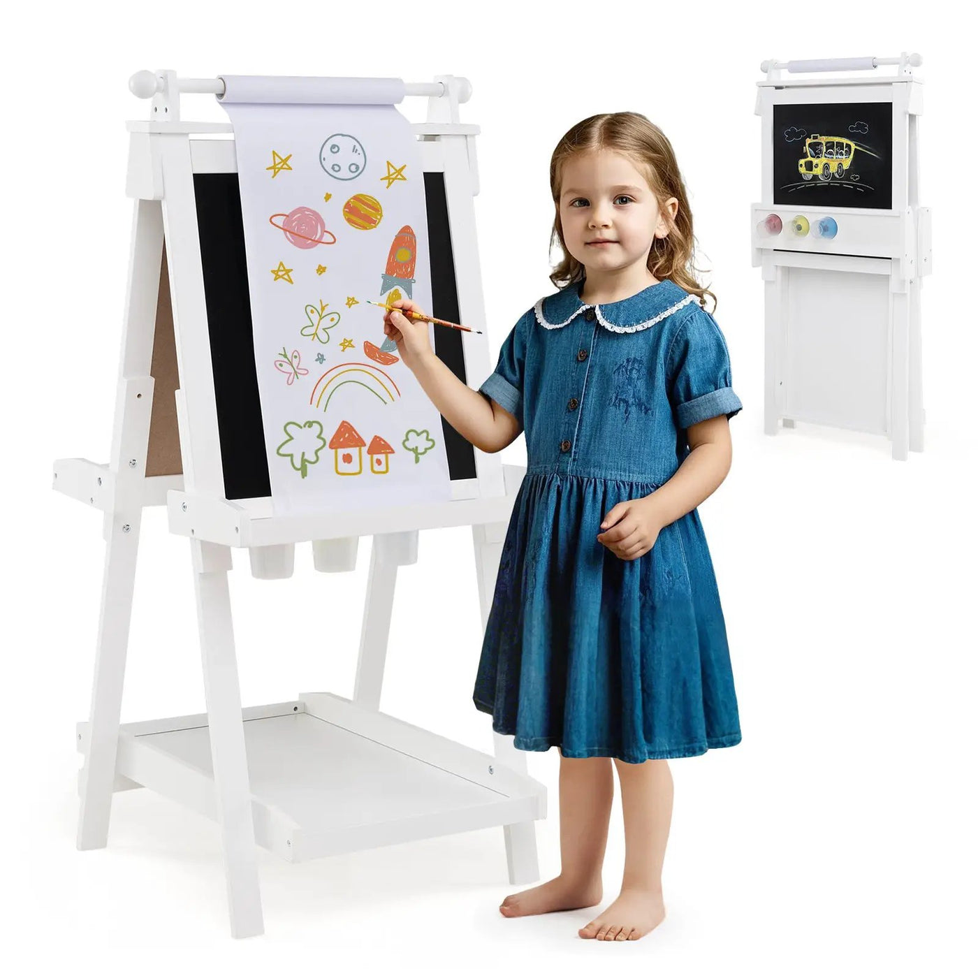 3-in-1 Double-sided Art Easel with Chalkboard and Magnetic Whiteboard by DirectDeals