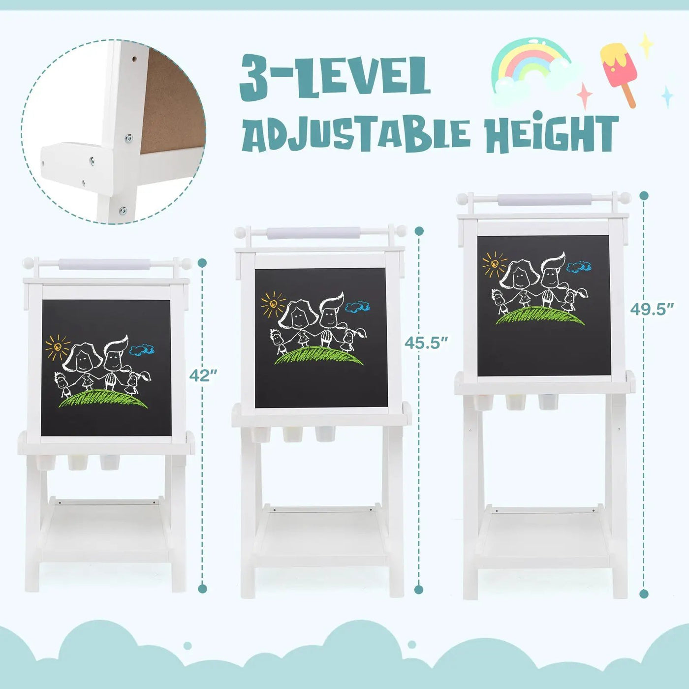 3-in-1 Double-sided Art Easel with Chalkboard and Magnetic Whiteboard by DirectDeals