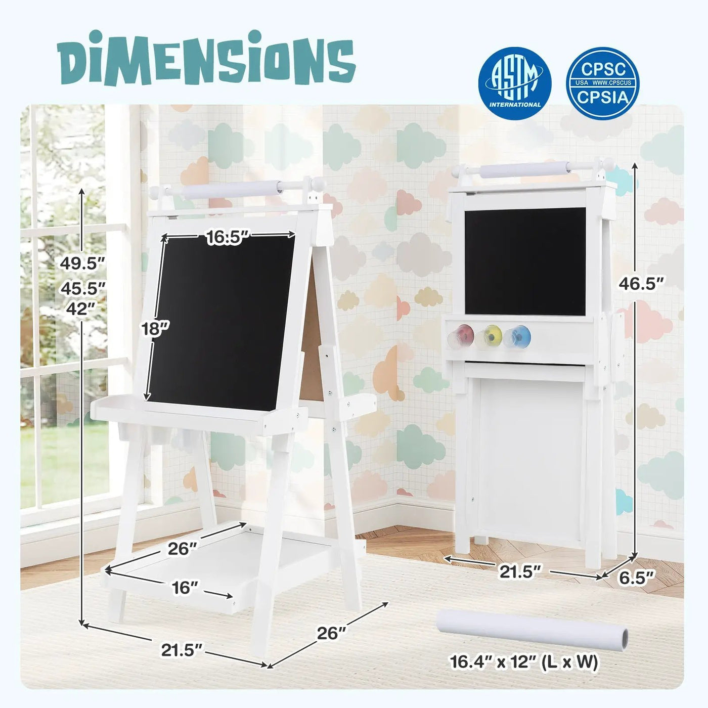 3-in-1 Double-sided Art Easel with Chalkboard and Magnetic Whiteboard by DirectDeals