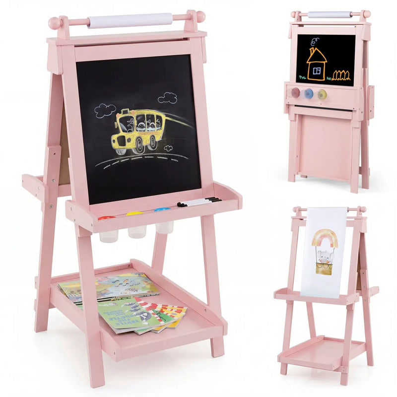Double-Sided Kids Art Easel with Chalkboard & Whiteboard by DirectDeals