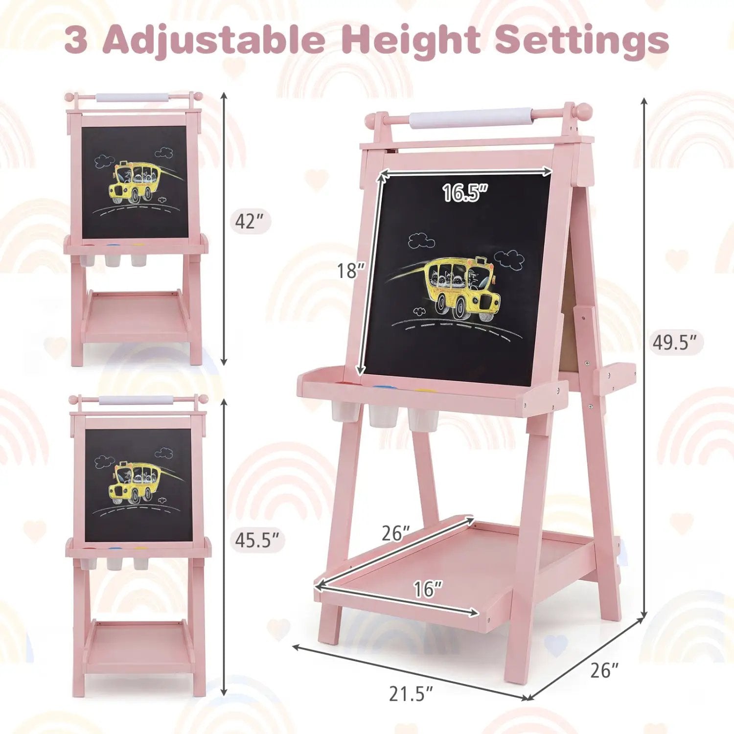 Double-Sided Kids Art Easel with Chalkboard & Whiteboard by DirectDeals