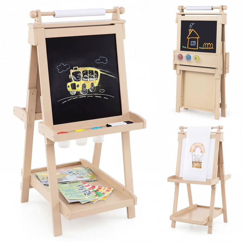 Double-Sided Kids Art Easel with Chalkboard & Whiteboard by DirectDeals