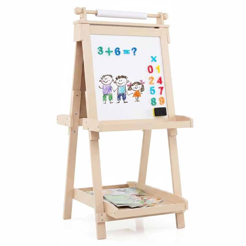 Double-Sided Kids Art Easel with Chalkboard & Whiteboard by DirectDeals