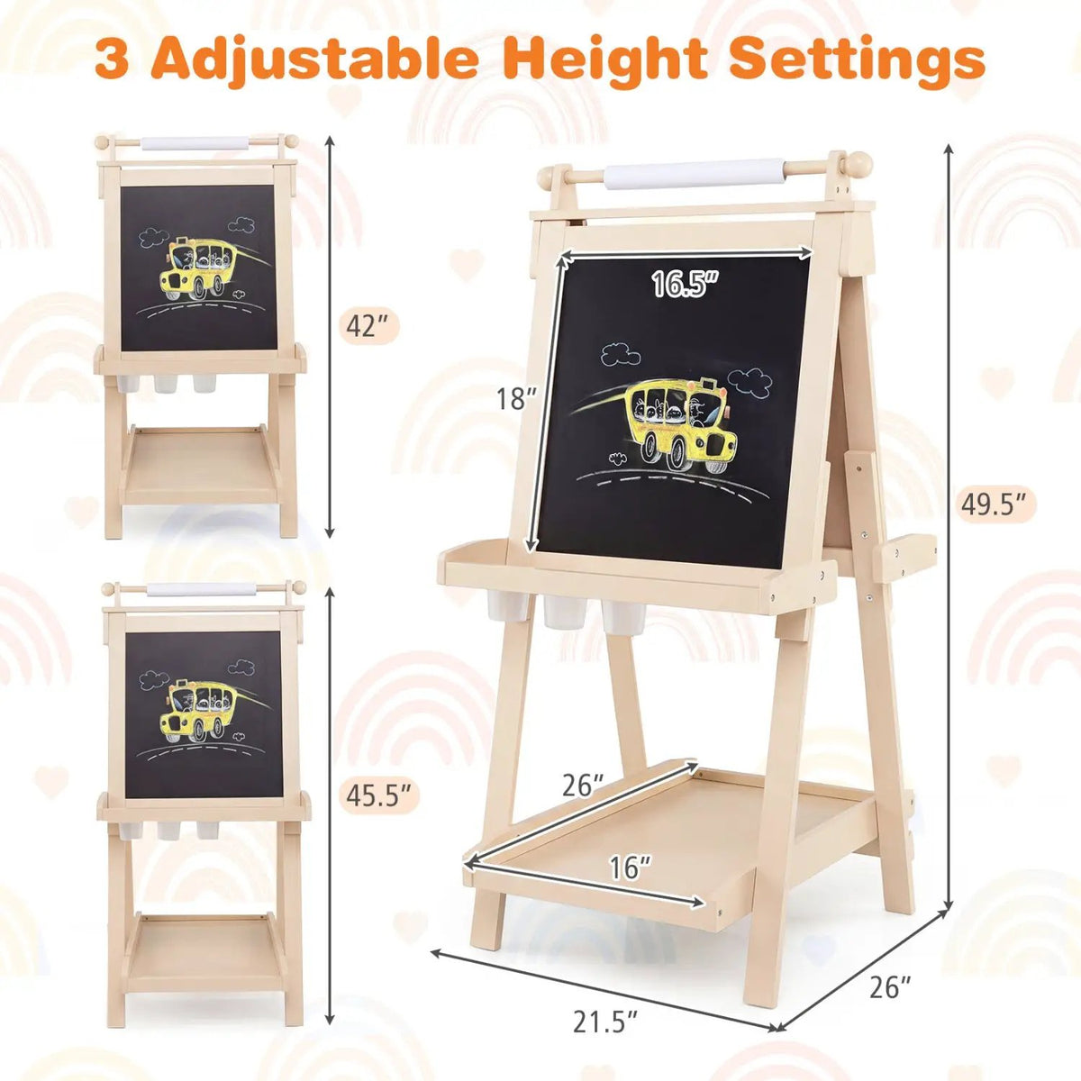 Double-Sided Kids Art Easel with Chalkboard & Whiteboard by DirectDeals
