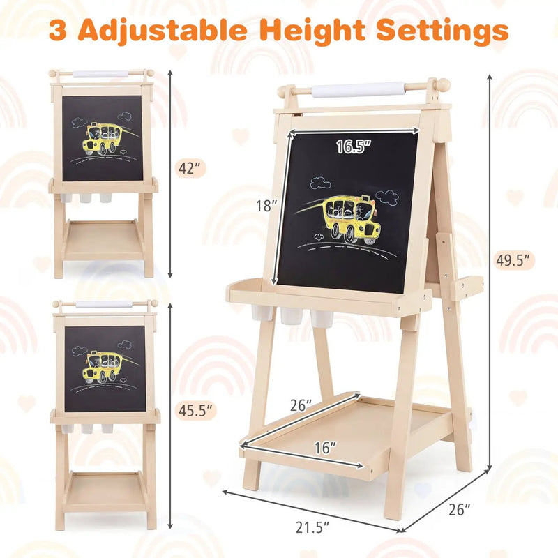 Double-Sided Kids Art Easel with Chalkboard & Whiteboard by DirectDeals