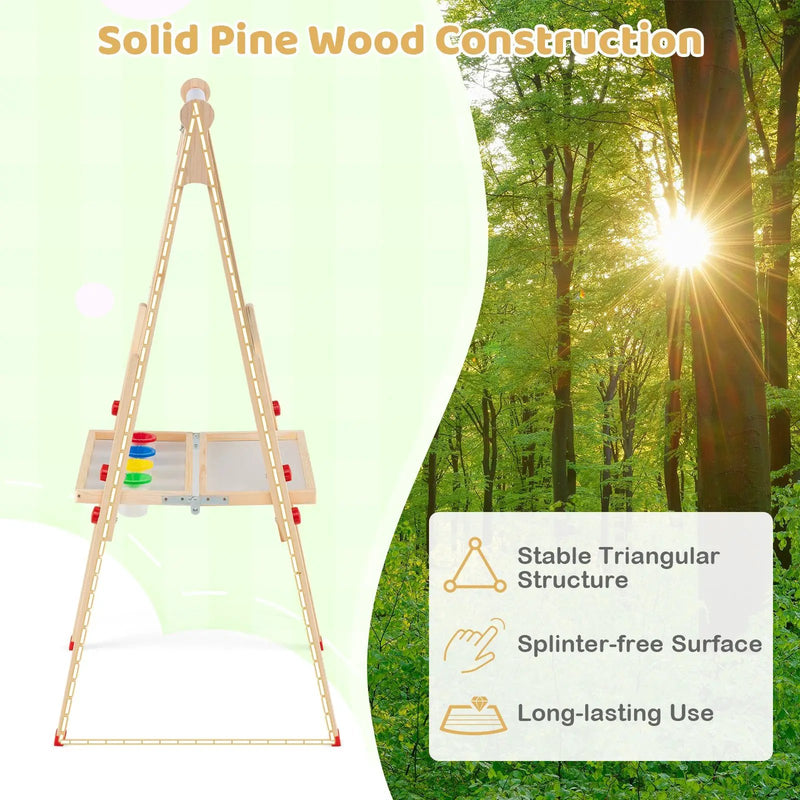 3-in-1 Double-Sided Folding Wooden Kids Art Easel with Paper Roll by DirectDeals