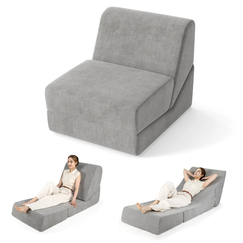 3-in-1 Folding Sofa Bed with Washable Zippered Cover-Gray by DirectDeals