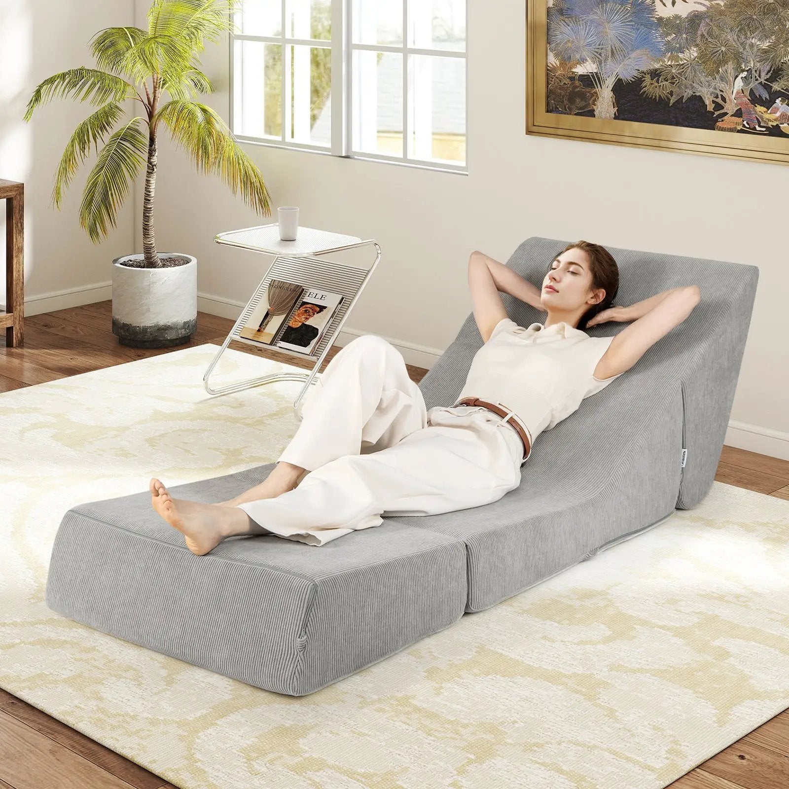 3-in-1 Folding Sofa Bed with Washable Zippered Cover-Gray by DirectDeals