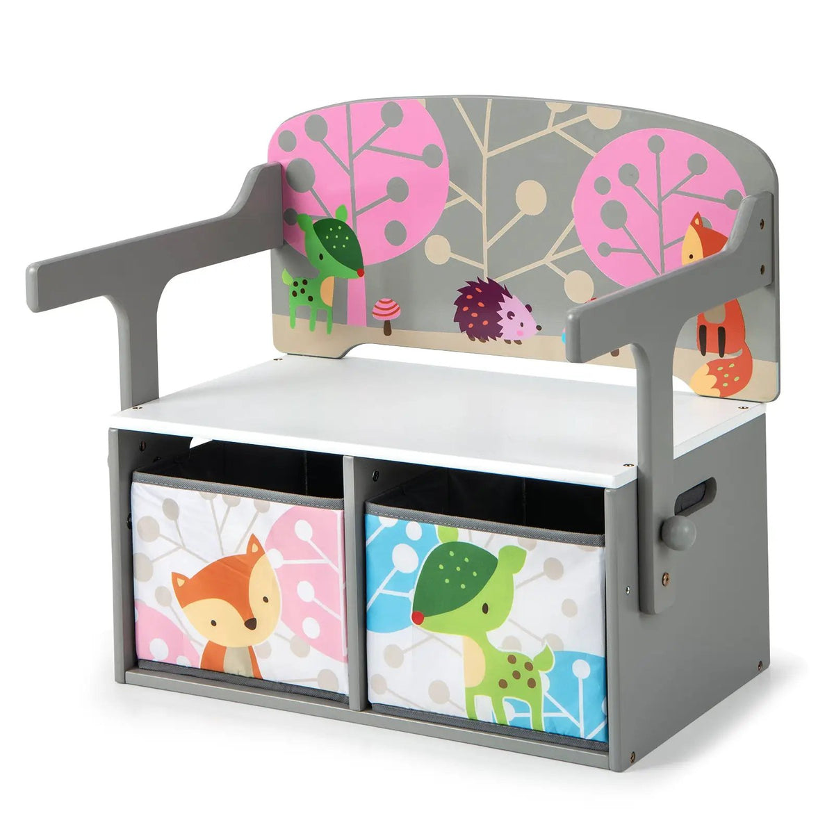 3 in 1 Kids Convertible Activity Bench with 2 Removable Fabric Bins by DirectDeals