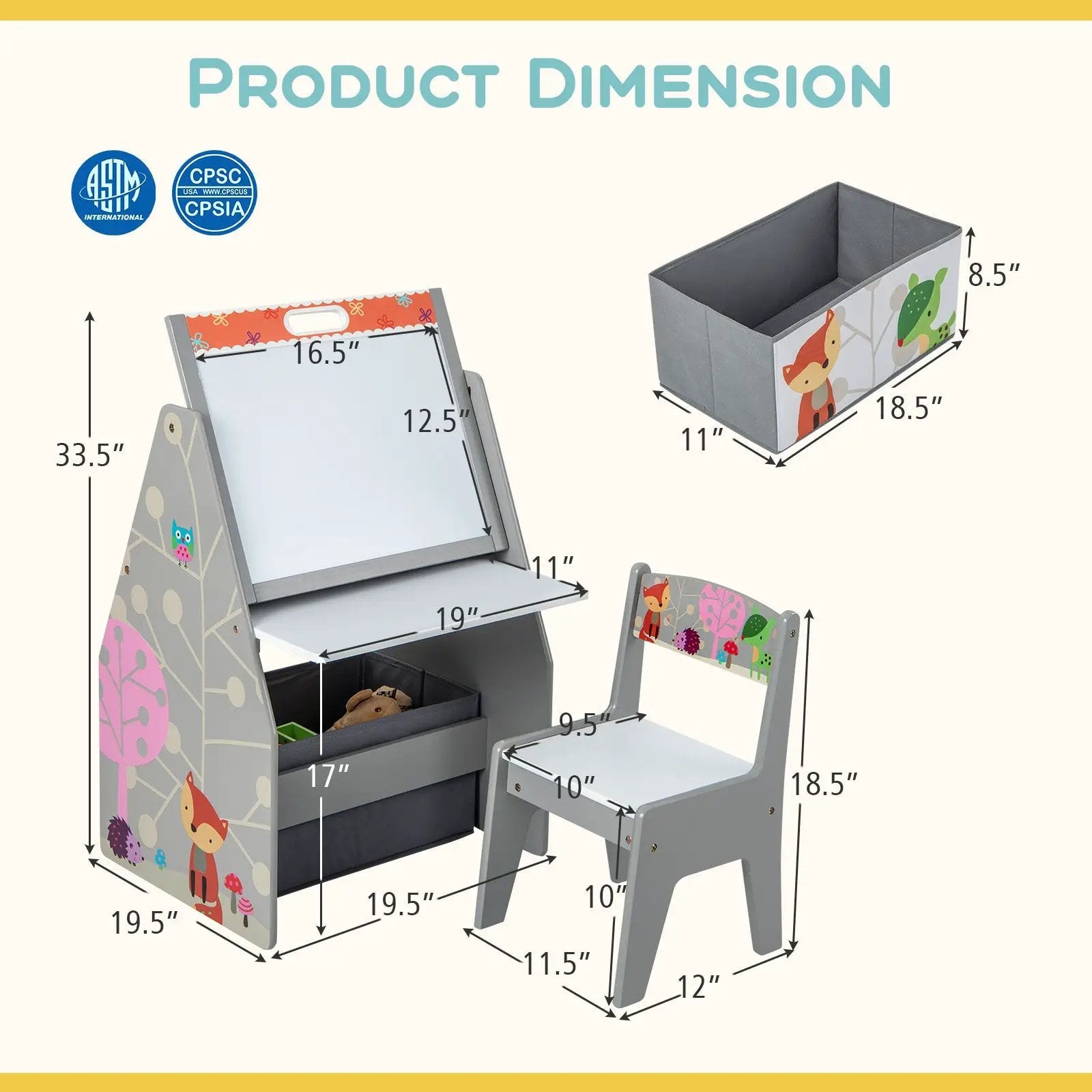 3 in 1 Kids Easel and Play Station Convertible with Chair and Storage Bins by DirectDeals