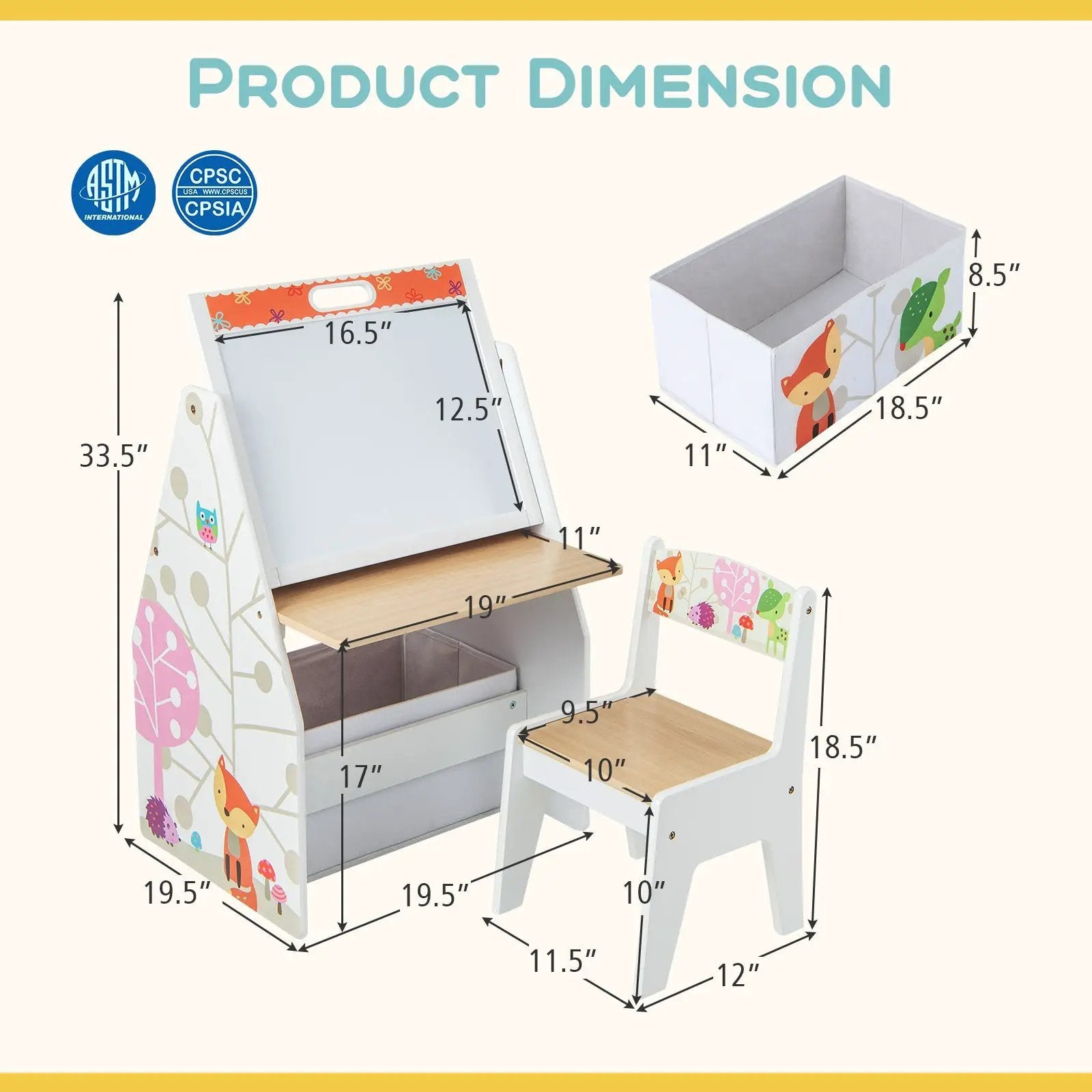 3 in 1 Kids Easel and Play Station Convertible with Chair and Storage Bins by DirectDeals