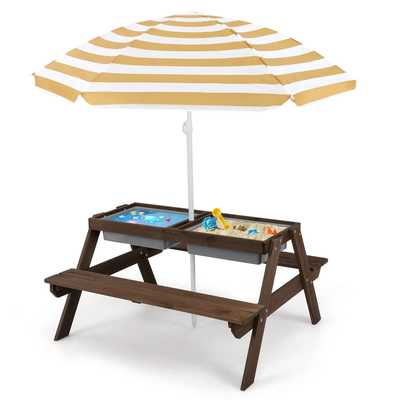3-in-1 Kids Outdoor Picnic Water Sand Table with by DirectDeals